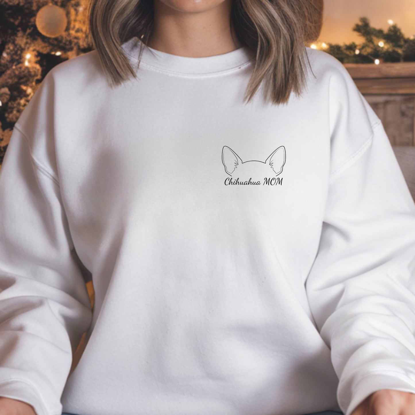 "Chihuahua MOM" Premium Sweatshirt – Minimal Outline Gift for Dog Lovers