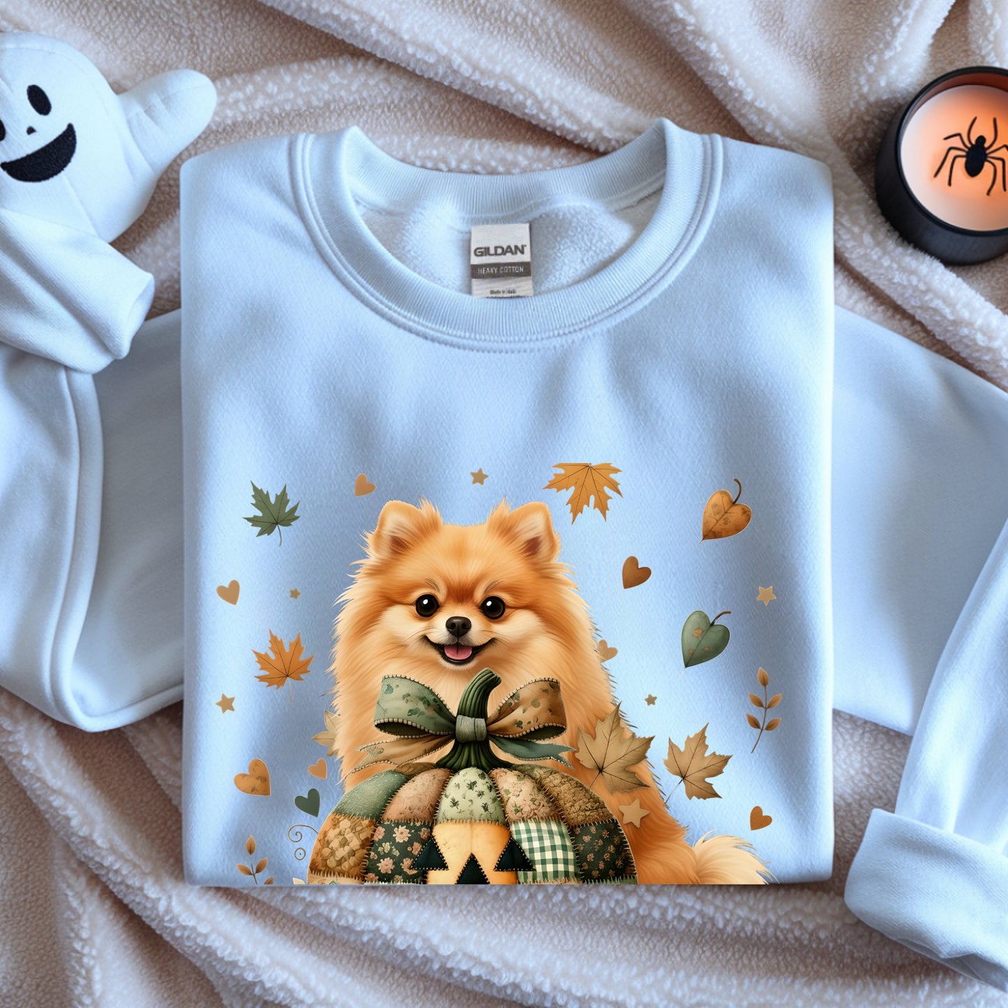 Pomeranian Fall Halloween Patchwork Premium Unisex Sweatshirt