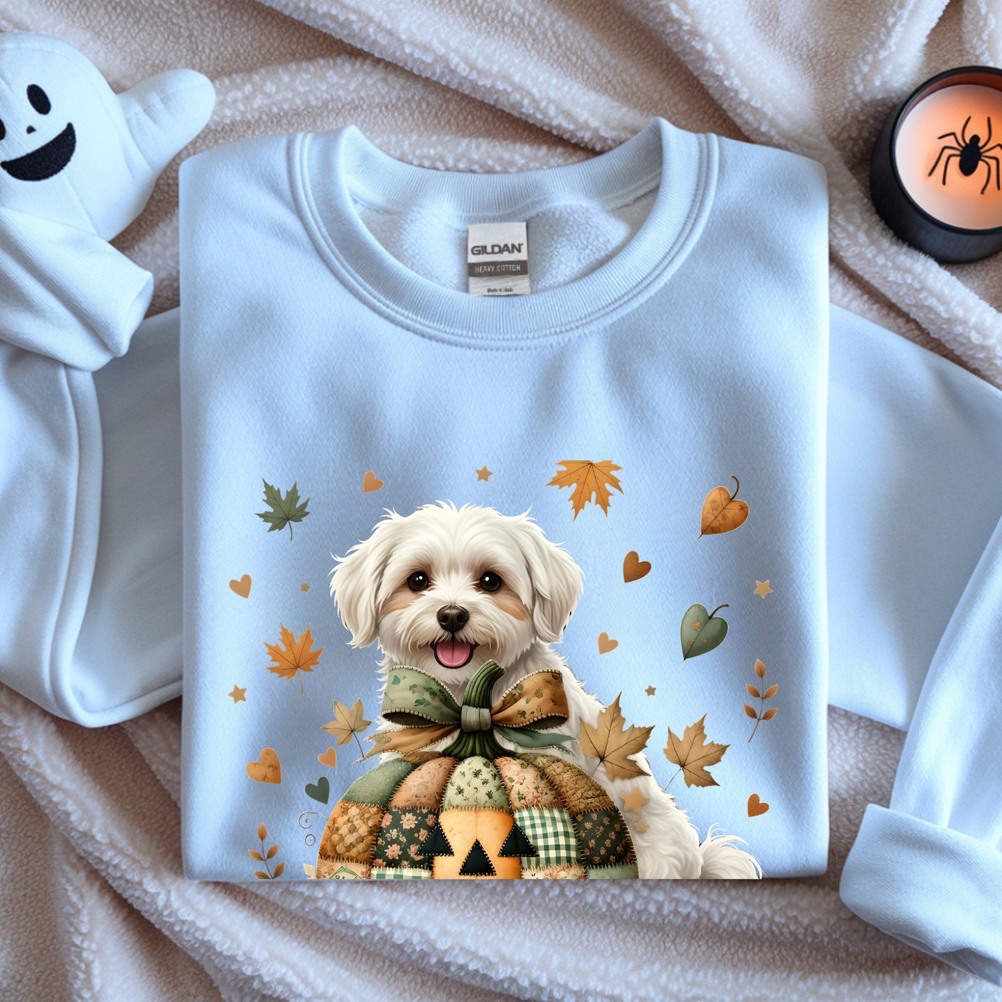 Maltese Fall Halloween Patchwork Premium Unisex Sweatshirt