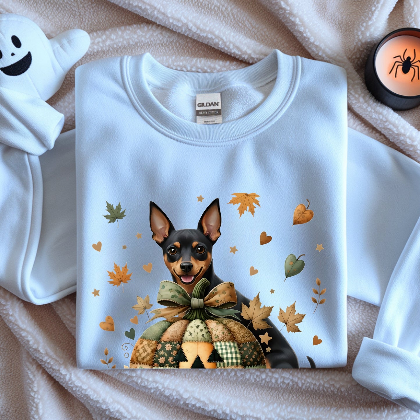 Mini Pinscher Fall Halloween Patchwork Premium Unisex Sweatshirt