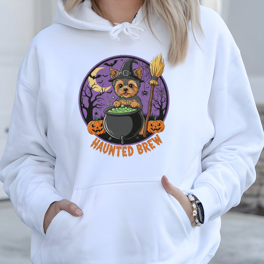 Cute Yorkiew Halloween Unisex Premium Hoodie Witch Cauldron